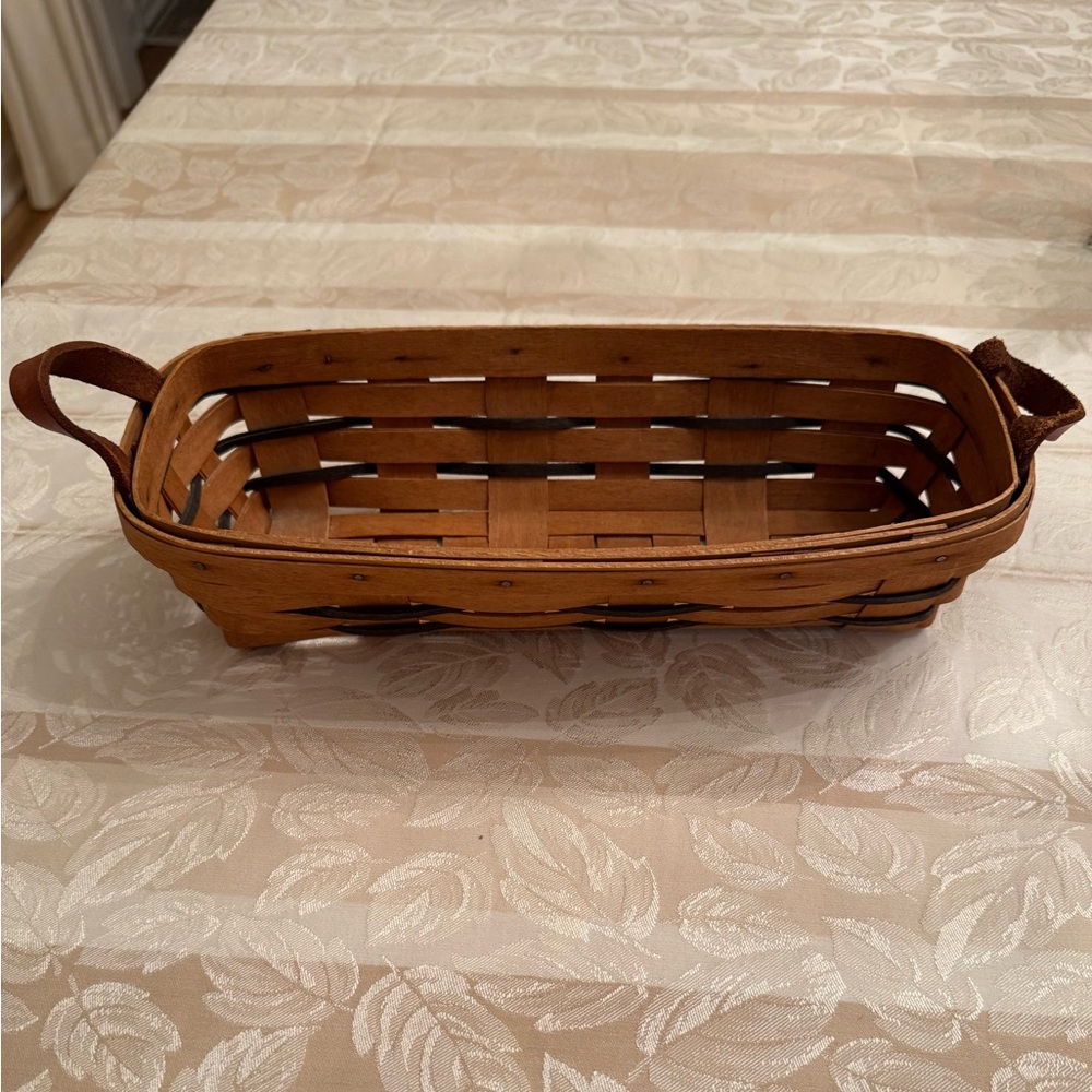 Longaberger Tan Woven Basket with Handles